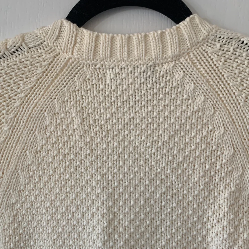 NWOT BANANA REPUBLIC Winter White Crochet Deep V-Neck Cardigan Sweater Size S - Picture 11 of 13
